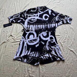 SOLID | Abstract Brushstroke Belted Romper | Black & White | Size XL | NWT